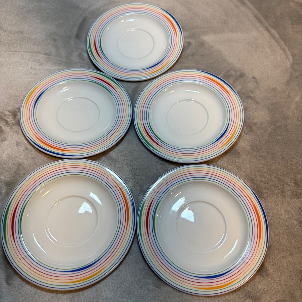 Block Spal Octet Rainbow Saucers Set of 5 Jack Prince Portugal 6" Vintage